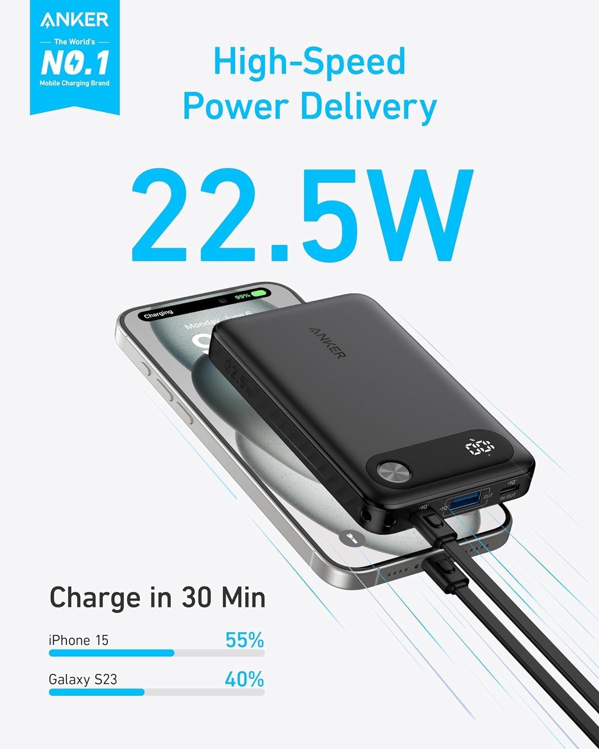 Anker Power Bank 10000mAh 22.5W Portable Charger