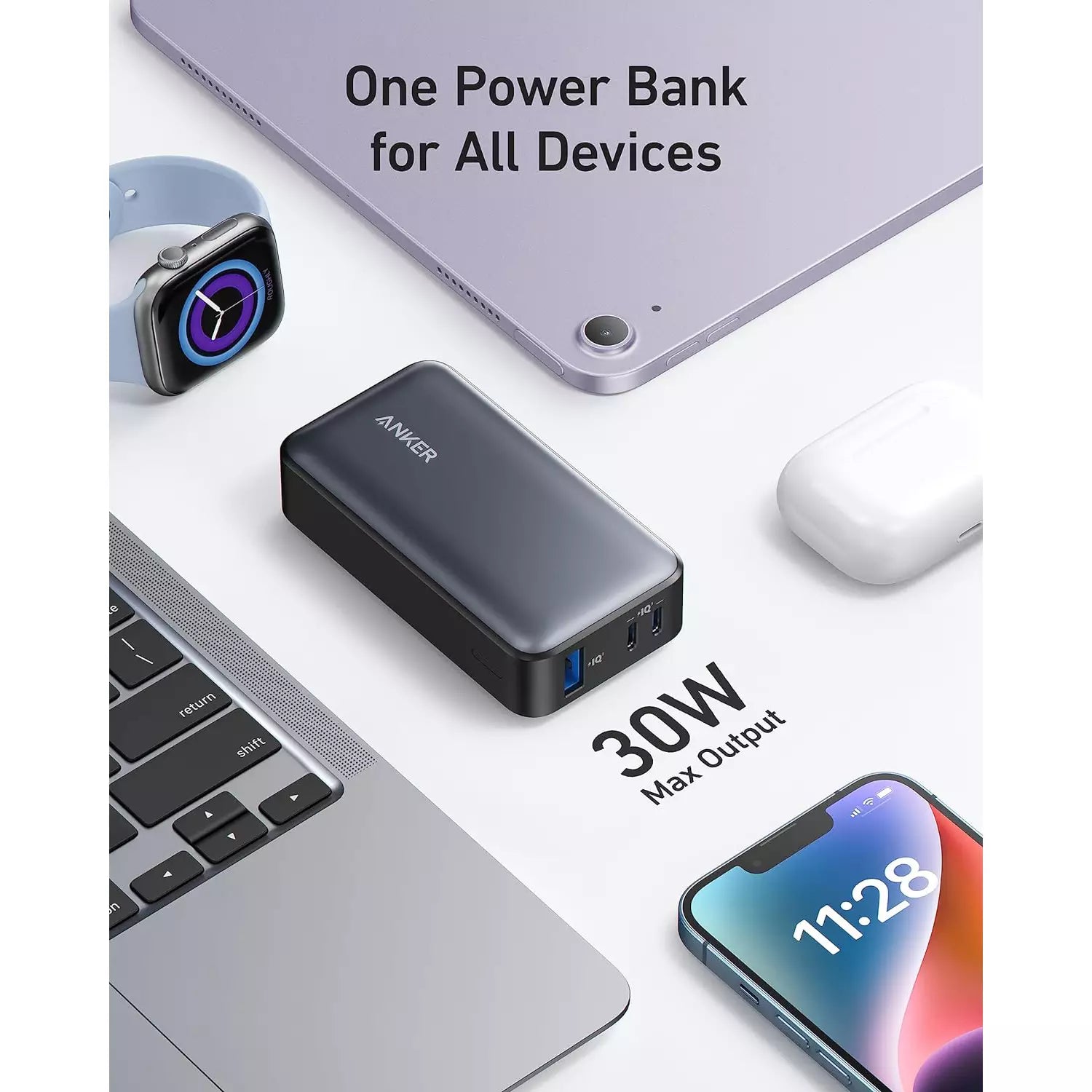 Anker Power Bank 10,000mAh, Power IQ 3.0 Portable Charger with PD 30W