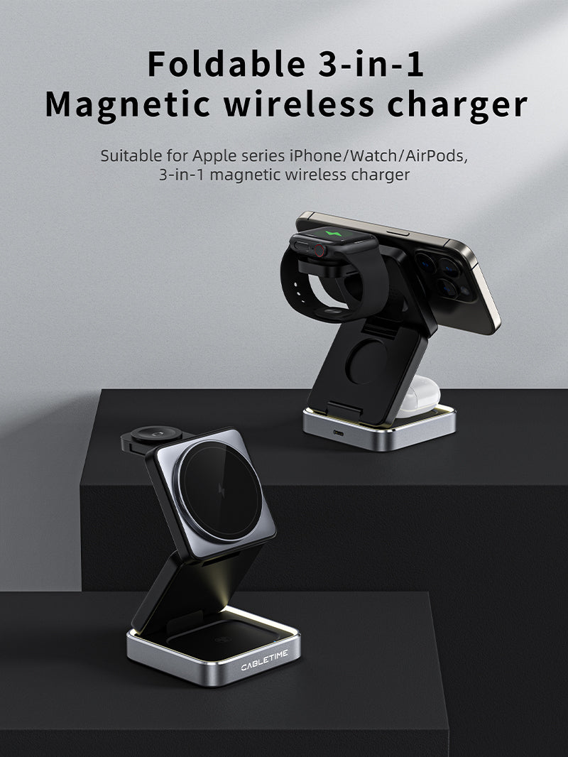 Foldable Magnetic 3-in-1 Wireless Charger