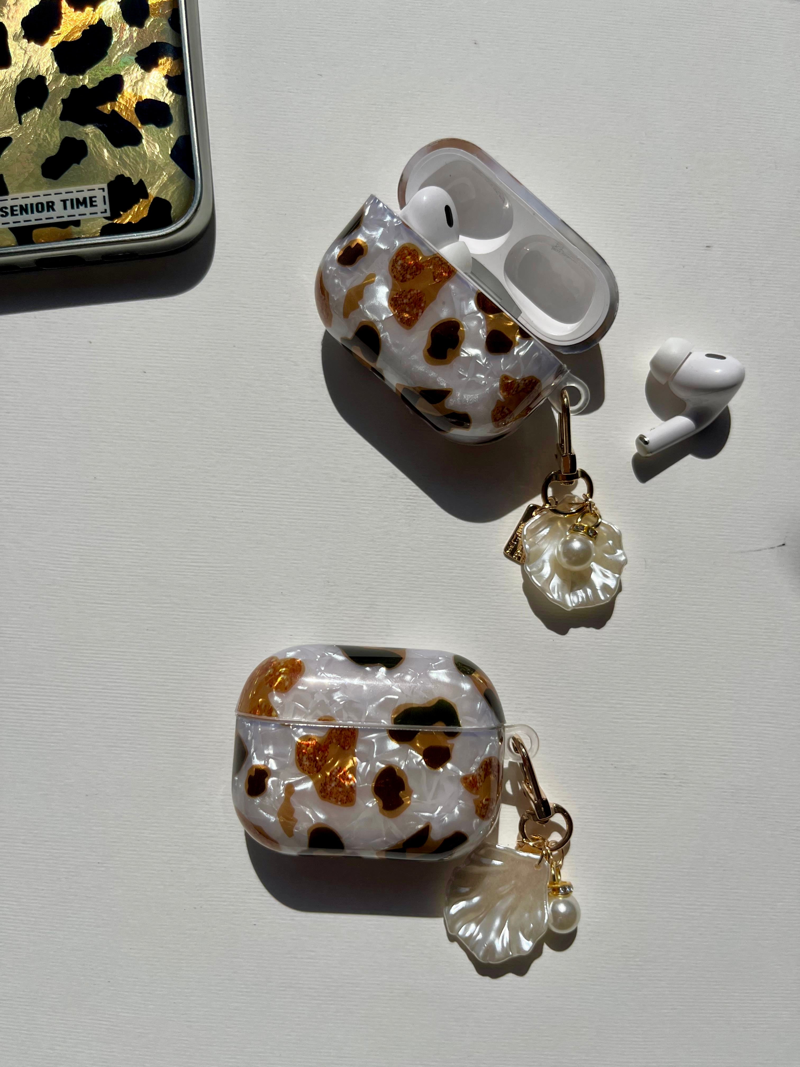 Luxury Marble AirPods Case, Leopard