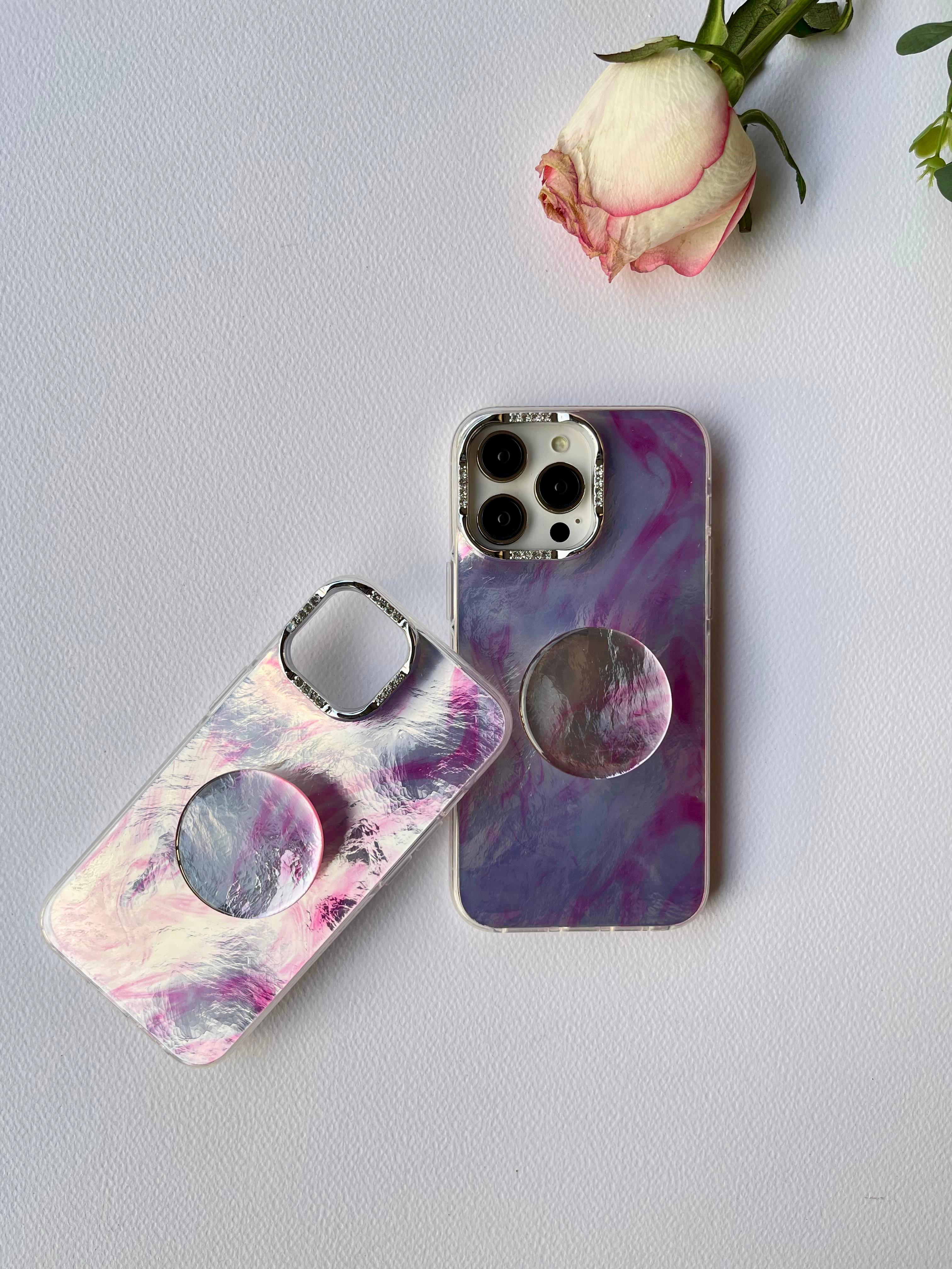 Opaque Marble Case with popsocket