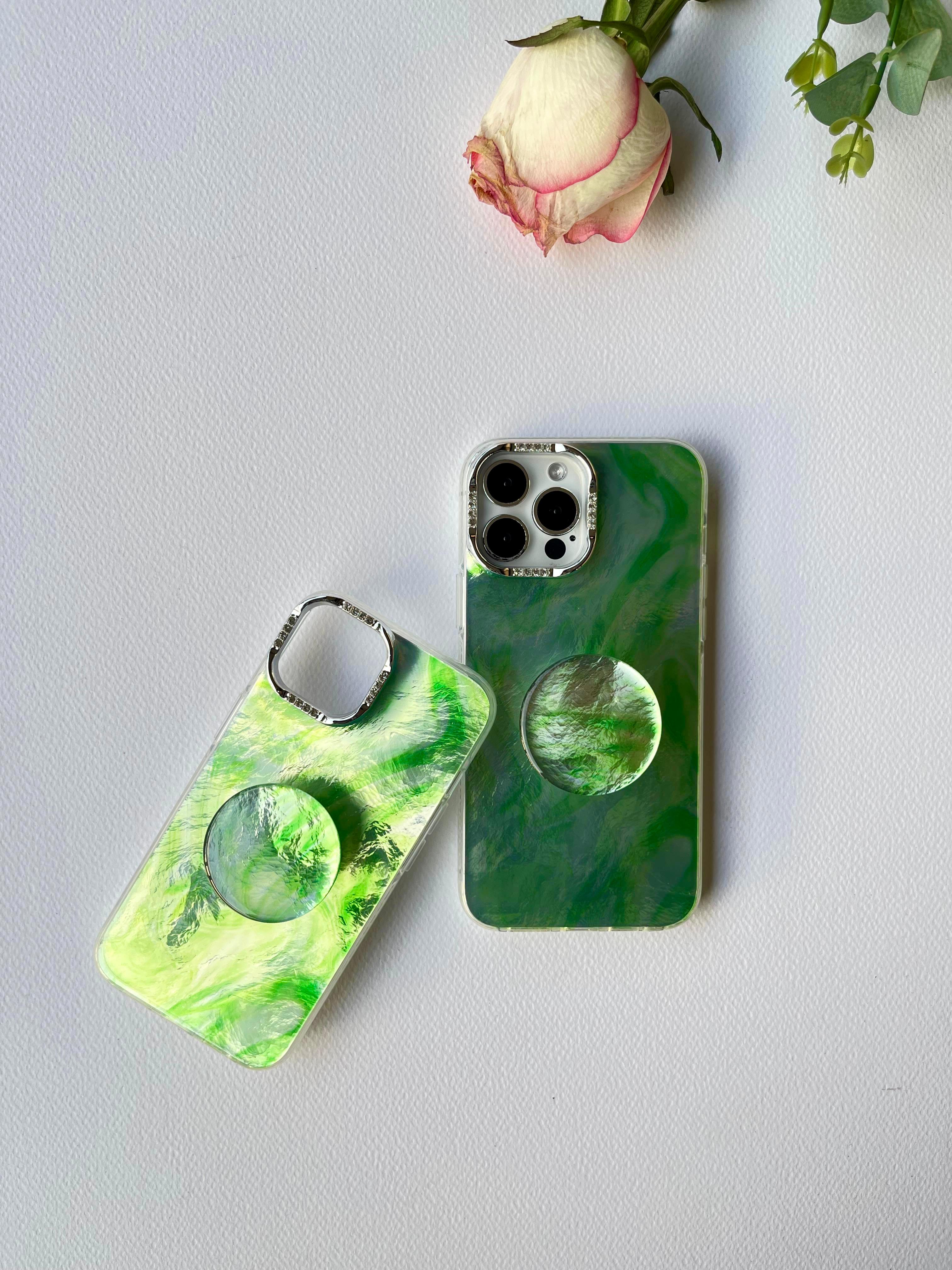 Opaque Marble Case with popsocket