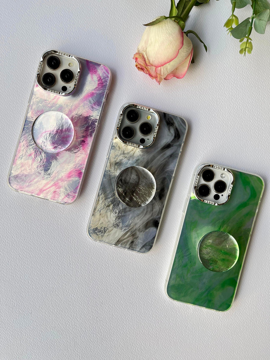 Opaque Marble Case with popsocket – Karakeeb