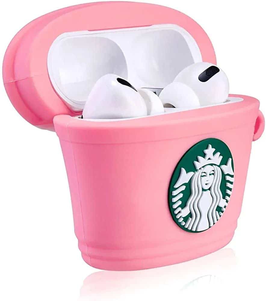 Pink Starbucks AirPods Case With Keychain