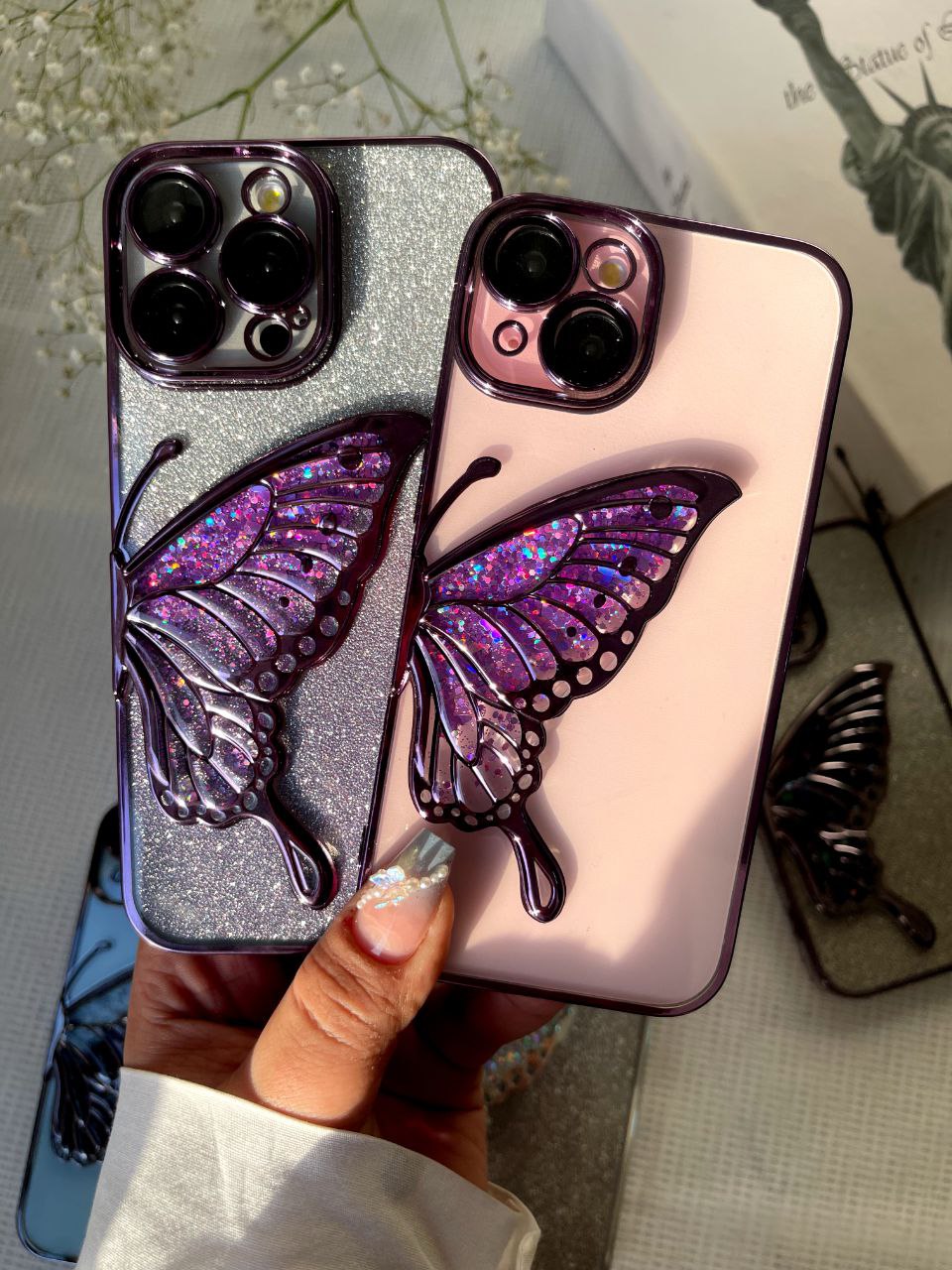 Transparent Butterfly Case With Glitter Sheet